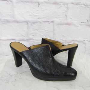 Unisa Black Pebbled Leather Block Heel Clogs “Sultana” Women’s Size 8 B EUC